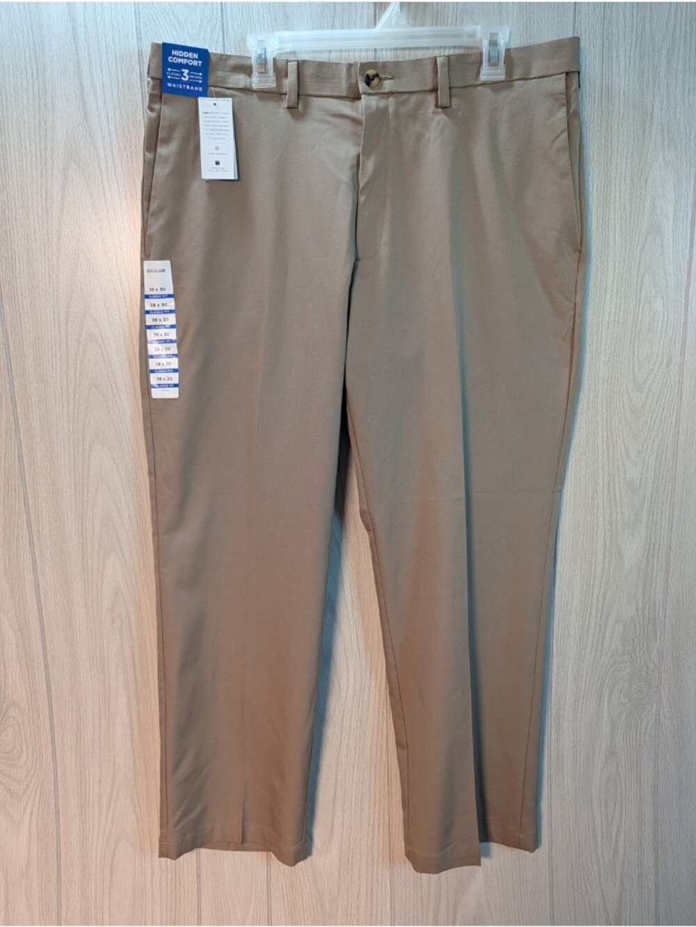 Haggar Cool Right Dress Pants Men 38x30 NWT Performance Flex Classic Fit Khaki